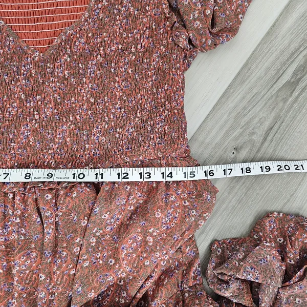 &merci Long Sleeve Floral Tiered Midi Dress in Dusty Rose - Image 10