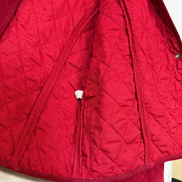 VTG Charter Club L Quilted Leather Jacket Red Mock Neck Equestrian Preppy Winter - Image 8