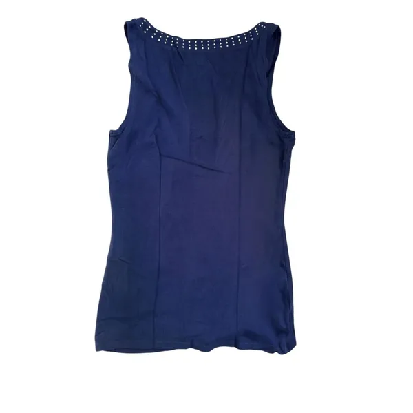 Express Tank Top Womens Small Navy Blue Excellent Studded‎ V-Neck Sleeveless - Image 3