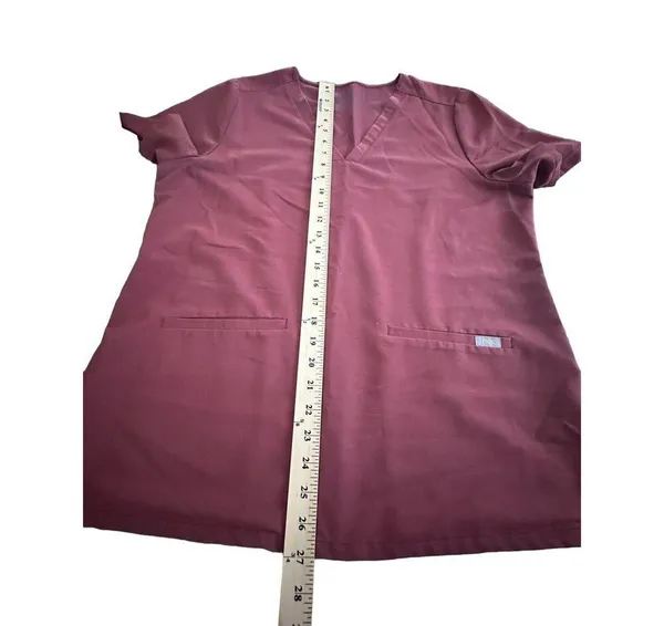 FIGS Technical Collection Casma V Neck Scrub Top Stretch XL Burgundy FW1100 Q1-5 - Image 4