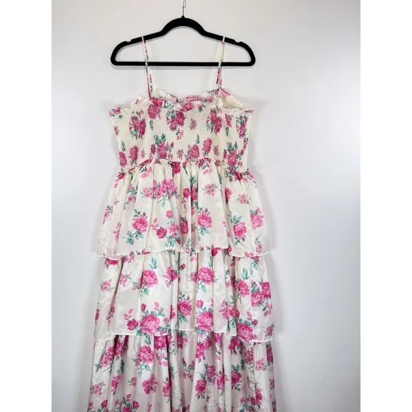 LoveShackFancy Womens Dress Elise Midi Smocked Floral Layered Cottagecore XL - Image 8
