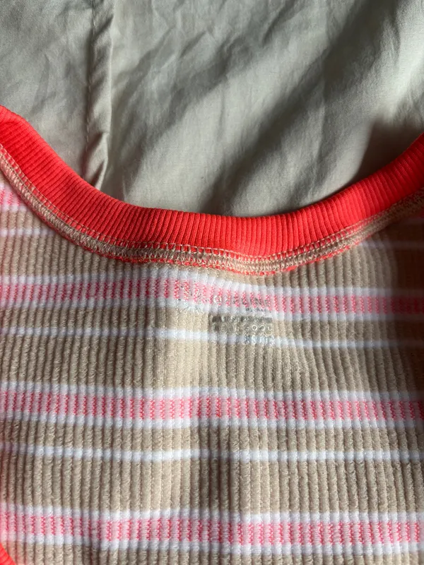 Pink and Beige Striped Aerie Cropped Tee - Image 3