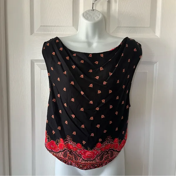 Free People‎ Silas Printed Tank Top Size XS Black Combo Sleeveless Pullover NEW - Image 3
