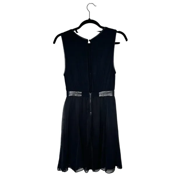 Alice + Olivia Mini Dress Leather Trim Women's Black Size Small - Image 2