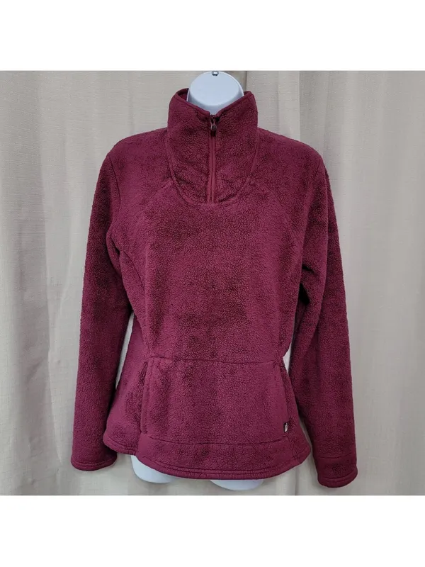 The North Face 1/4 Zip Mossbud Acadia Jacket Women's Size S Maroon Fleece - Image 2