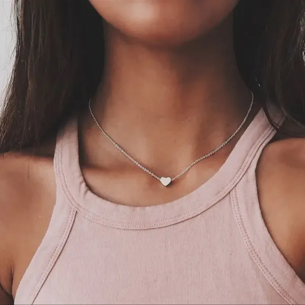 2pcs 925 Alloy Chokers Necklaces Women's Love Pendant Set - Gold & Silver - Image 4