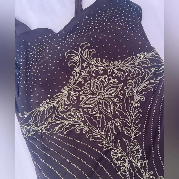 Vintage Y2K Embellished Brown Fairy Floral Glitter Top - Image 5