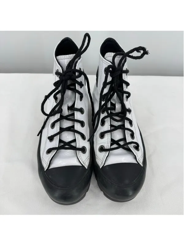 Converse All Star Chuck Taylor Lugged High Top Sneakers White Patent Leather 6 - Image 5