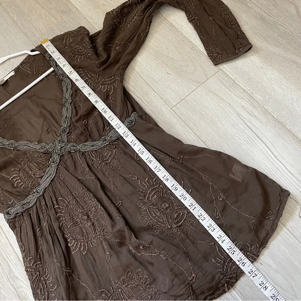 Burning Torch Top y2k boho hippie embroidered womens Brown (small) - Image 5