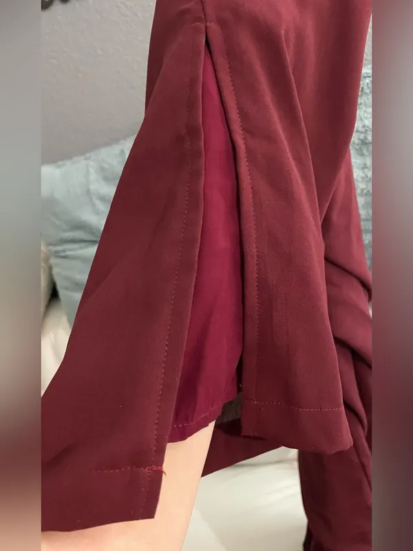 Altar’d State Burgundy Lace-Trim Wide-Leg Jumpsuit Size M - Image 7