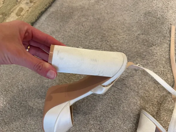 White satin platform heels wedding Size 10 - Image 4