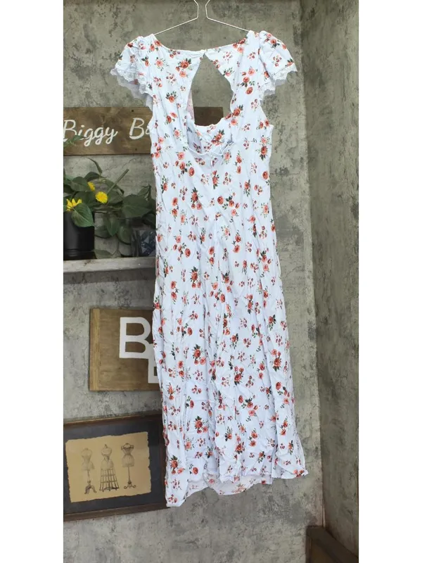 NWT Wild Fable Womens Flutter Cap Sleeve Maxi A-Line Dress 94460735 Light Blue M - Image 3