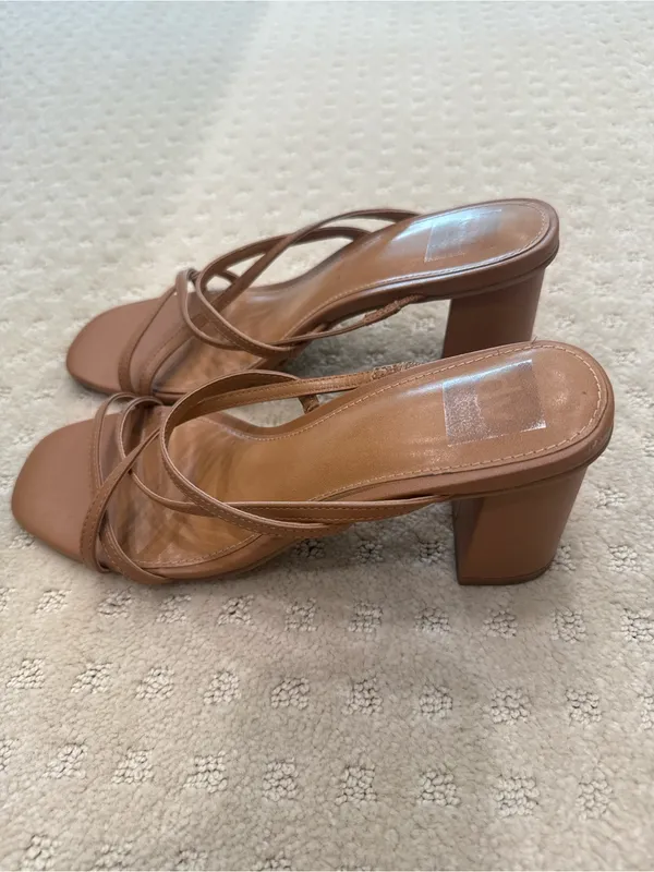 Dolce Vita Hinx Strappy Block Heel Sandals | Tan Square Toe Heels Size 9.5 - Image 4