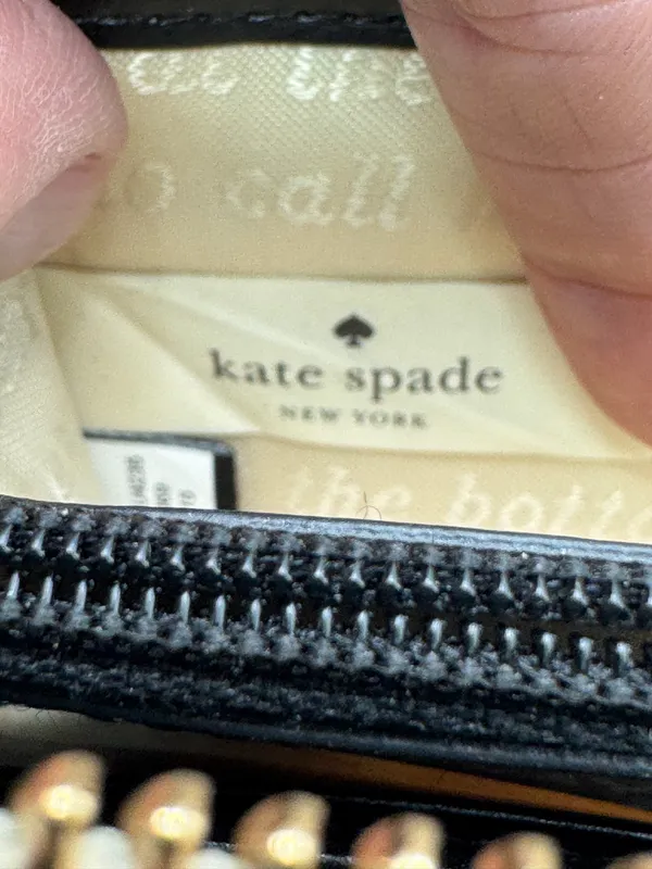 Kate Spade New York Cedar Street Stripe Lacey Zip Around Wallet Black Cream - Image 7