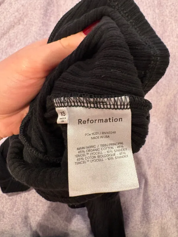 Reformation Black Cardigan with Pearl Buttons - Image 3
