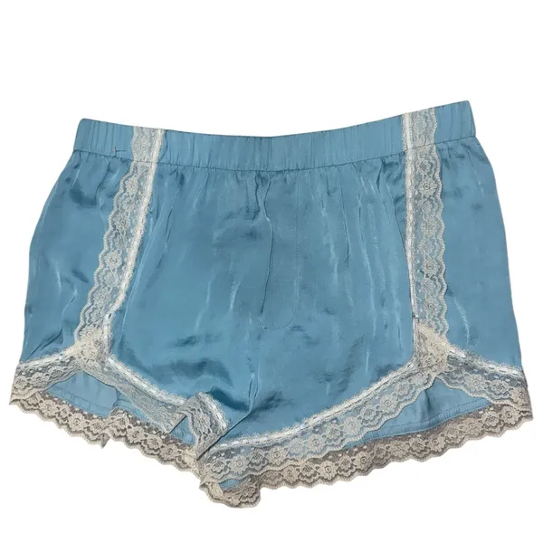 Urban Outfitters NEW Out From Under Annie Lace-Trim Satin Micro Short Cameo Blue Medium - Image 5