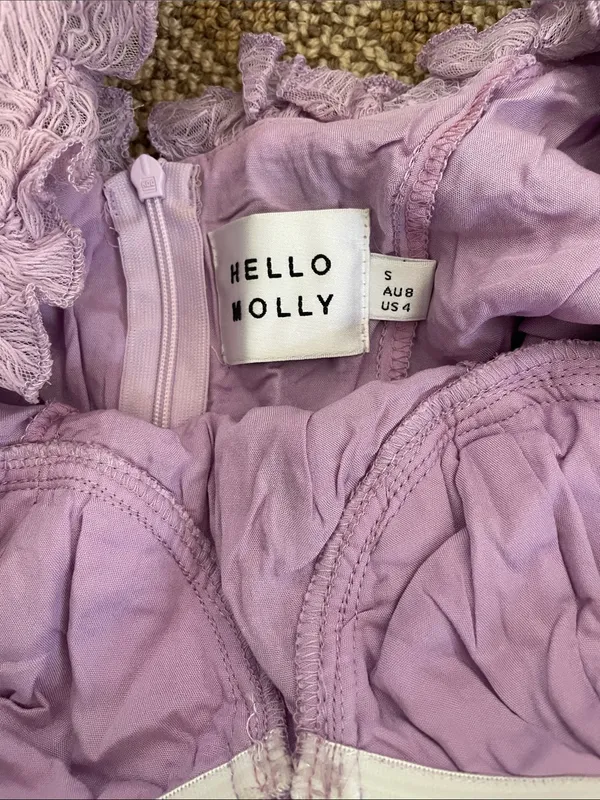 Hello Molly Women’s Lavender Puff-Sleeve Floral Dress - Image 2