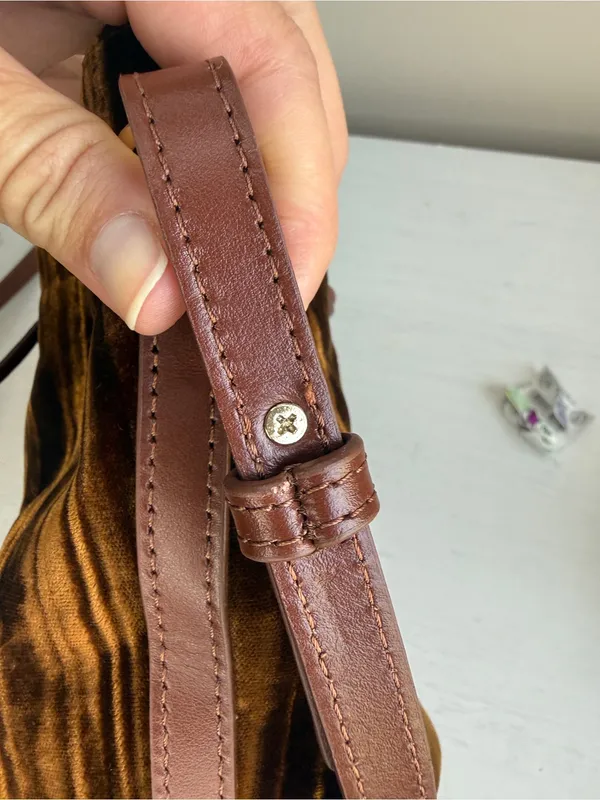 SEZANE VELVET MINI FARROW Brown Velvet Crossbody Bag Sold Out - Image 8
