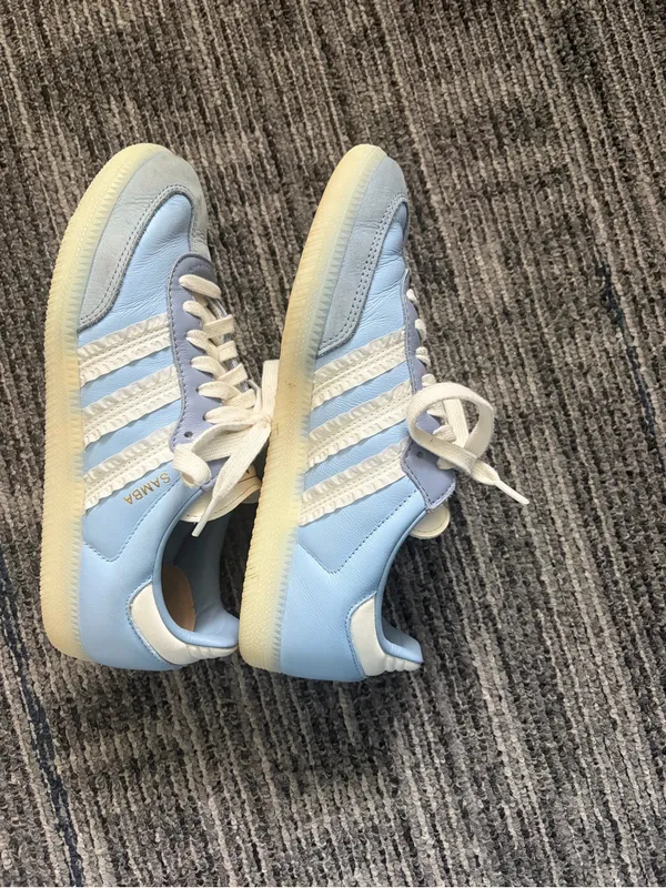 adidas Samba Women’s Pastel Blue & White Classic Sneaker with Ruffle - Image 3