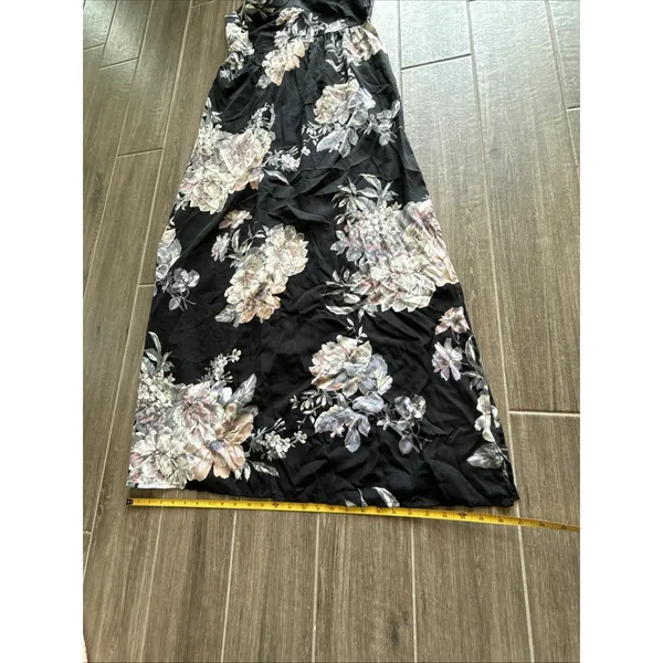 Band of Gypsies Black Floral Maxi Dress Square‎ Neck Sleeveless L - Image 8