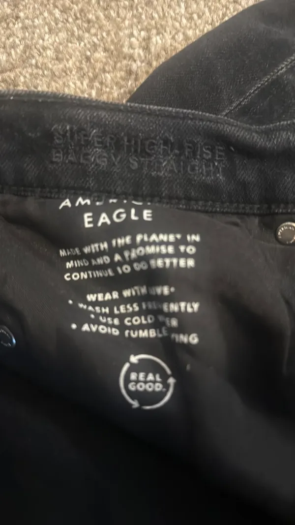 Black American Eagle Jeans Ripped High-Rise baggy - Image 5