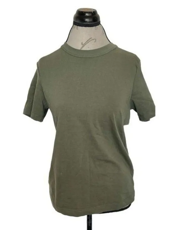 Wear Wrecklessly Short Sleeve Blouse Green Organic Cotton Vintage Crew Sz Medium - Image 4
