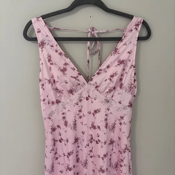 Wild Fable Small Dress Pink‎ Floral Lace Halter Maxi Side Slit NEW Cottagecore - Image 10