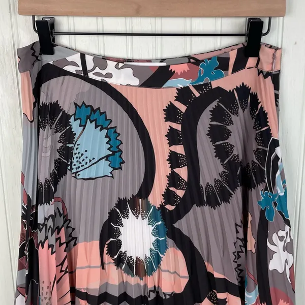 REISS Lolita Montage Accordion Pleated Skirt Women's Size 8 Abstract Print Artsy - Image 4