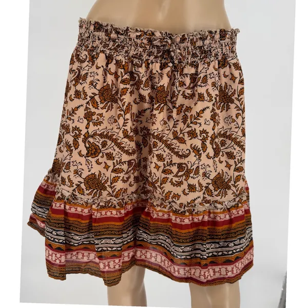 Beachlunchlounge Collection‎ Floral Paisley Cotton Mini Skirt Smocked Waist L - Image 7