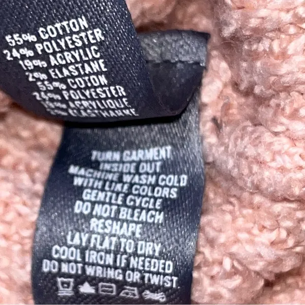 Blush Pink Ribbed V Neck Bow Tie Bell Sleeve Oversized Sweater size Small - Image 11