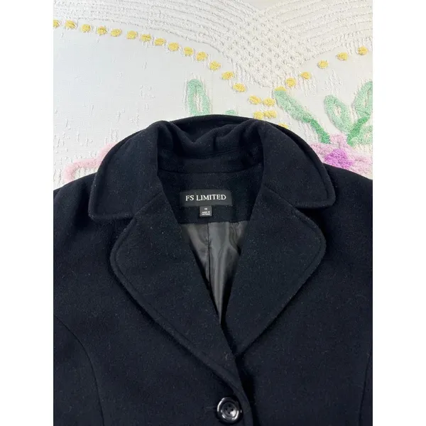 FS Limited Black‎ Wool Blend Pea Coat Mid-Length Jacket Womens 1X F-224 - Image 5