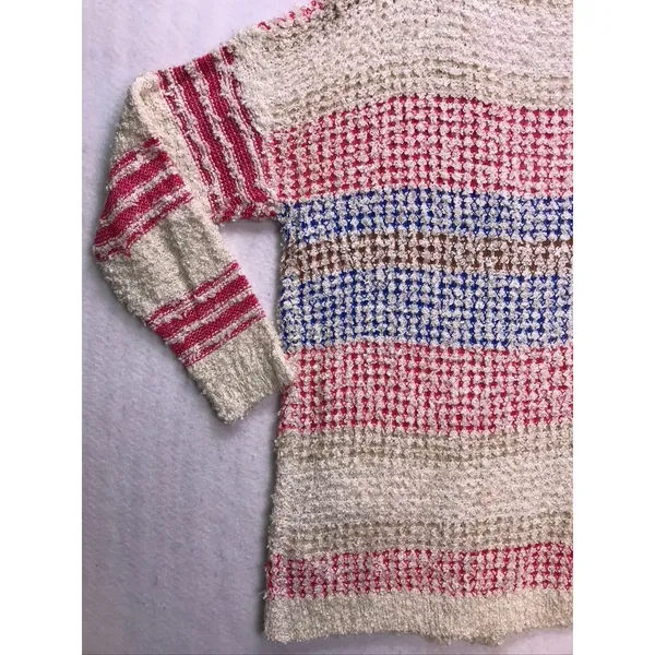 Adora Cardigan Sweater Womens 2XL 3XL Ivory Red Blue Striped Open Front‎ - Image 10