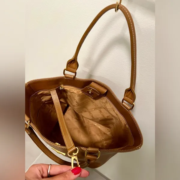Longchamp Small Leather Tote | Brown - Image 8