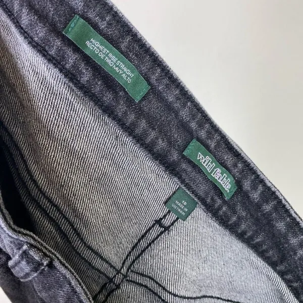 Wild Fable Grey Distressed Denim Highest Rise Straight Leg Jeans Size 10 - Image 4