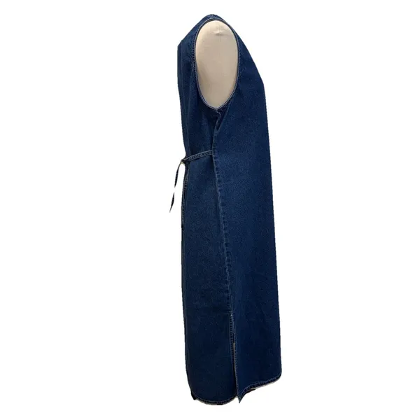 Nick & Sarah Blue Jean Denim Jumper Maxi Dress Med Side Flap Pocket Modest Boho - Image 7