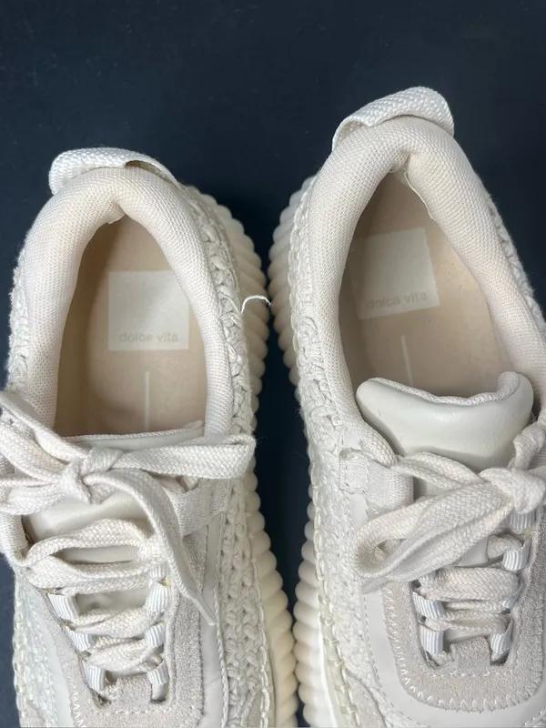 Dolce Vita Sandstone Cream Crochet Knit Platform Sneakers Size 7 - Image 7