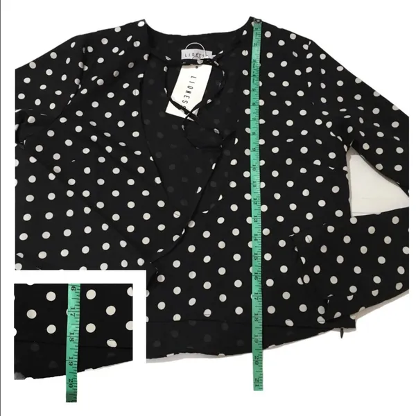 NWT REVOLVE X LIONESS Take the Plunge Polka Dot Top - Black - Medium - Image 3