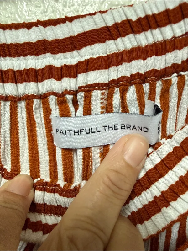 FAITHFULL THE BRAND Es Torrent Vertical-Stripe Wide-Leg Pants with Side Slit - Image 4