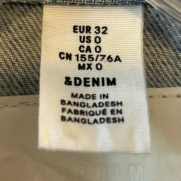 H&M &DENIM Light Wash‎ Acid Wash Denim Jean Jacket Womens Size 0 - Image 3