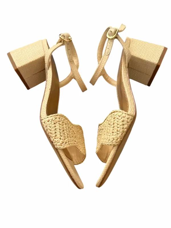 NWOB J.CREW FACTORY Woven Raffia Heeled Sandals Cream 6 - Image 2