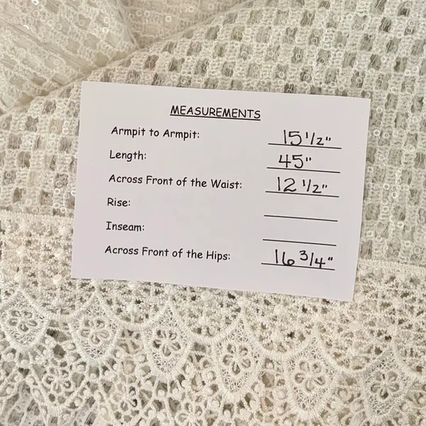 DRESS THE POPULATION Alina Sequin Crochet Lace Midi Dress Bridal‎ White Small - Image 11