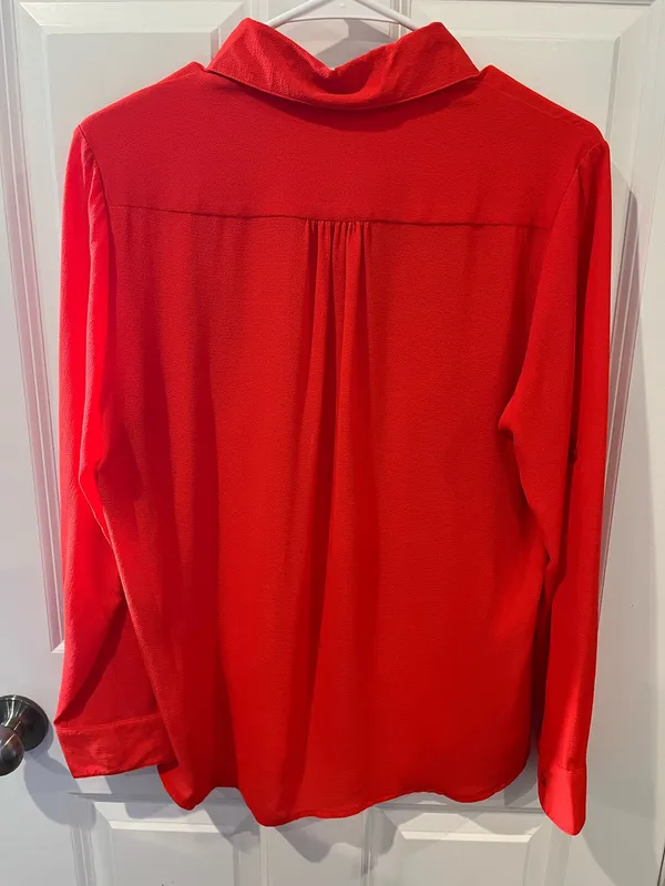 Warehouse Red Button Down Blouse Size Large - Image 4