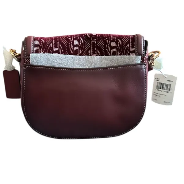Coach Elle Saddle Bag with Signature Chain Print Style #F38111 in Burgundy Red - Image 4