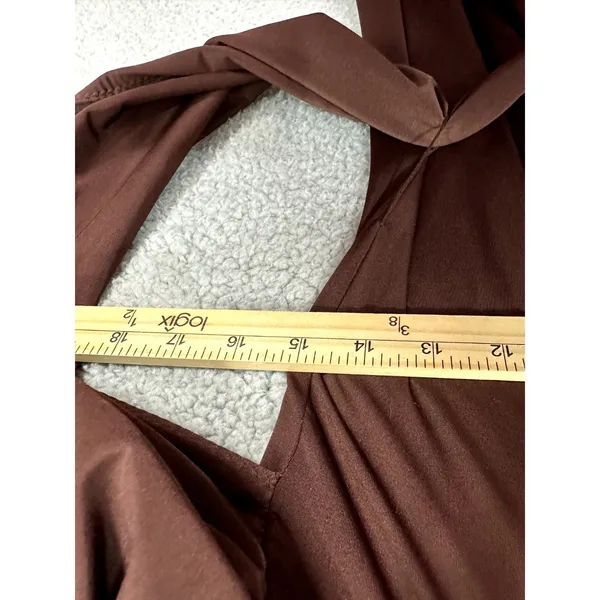 Vintage Guess Jeans Dress Women's M Brown Cold Shoulder Tie‎ Back Y2K Boho Retro - Image 6