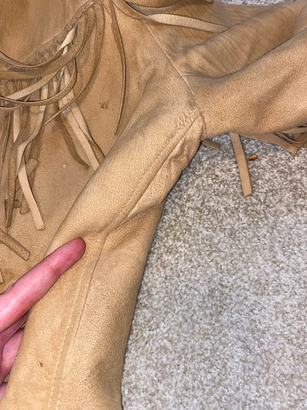 VTG 70s Jo-Kay Suede Leather Jacket Tan/Light Brown Western Fringe FUC - Image 10