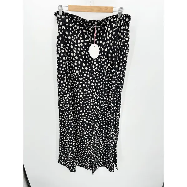 Umgee Black Cream Polka‎ Dot High waisted Pants Size L Wide Leg NWT Teacher - Image 10