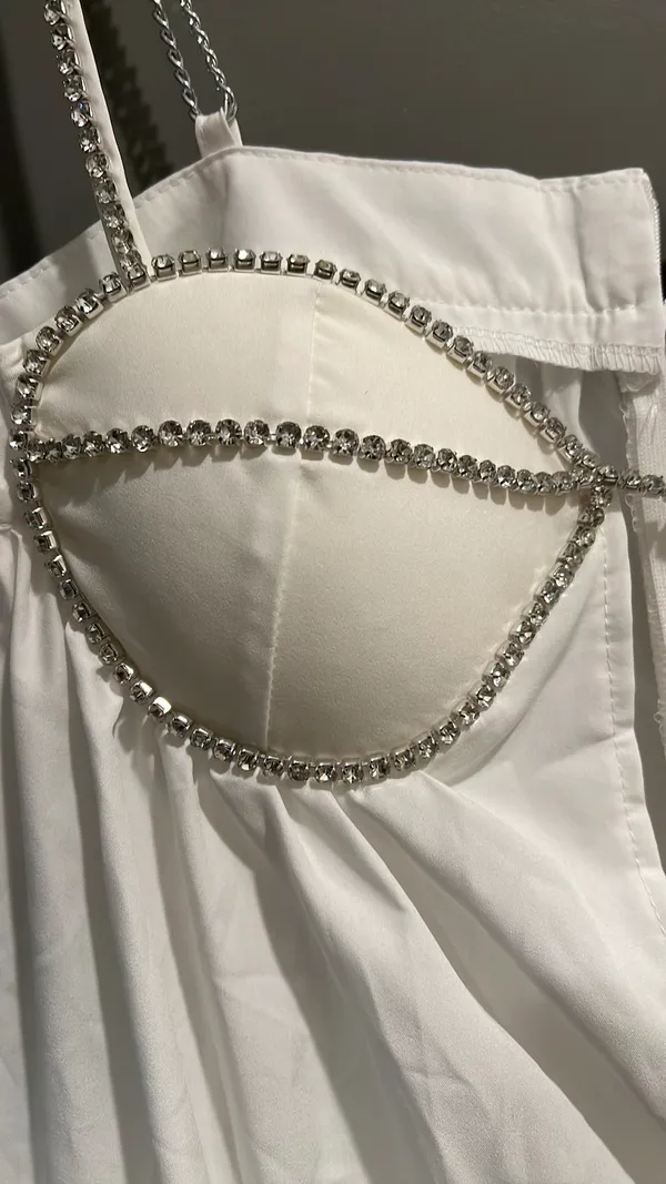 Amazon White Rhinestone Dress - Image 3