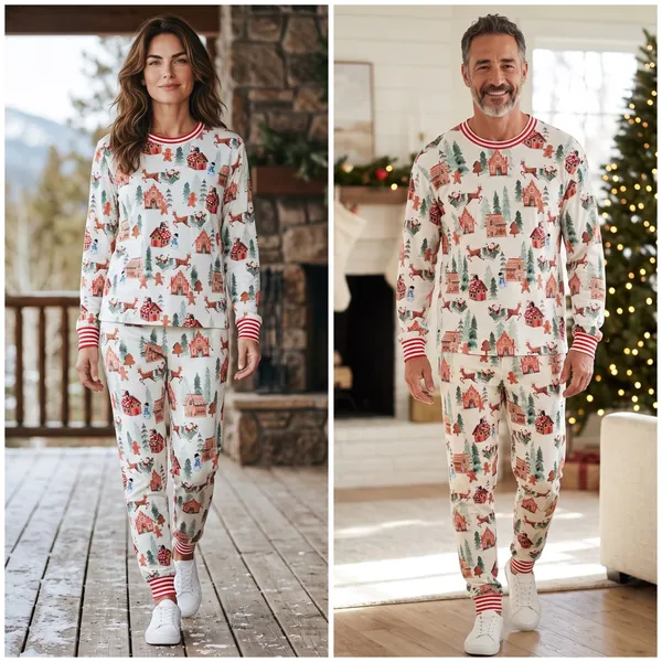 Pottery Barn Kids Holiday Gingerbread Organic Cotton Pajama Set Adult S and L - Image 2