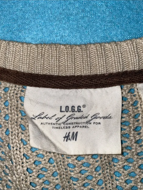 L.O.G.G + H&M Open-weave crocheted cardigan button v-neck long sleeve NEW size L - Image 6