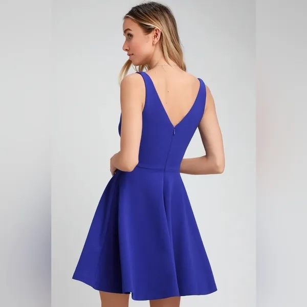 Lulus Darling Delight‎ Skater Dress in Royal Blue Size Medium - Image 2